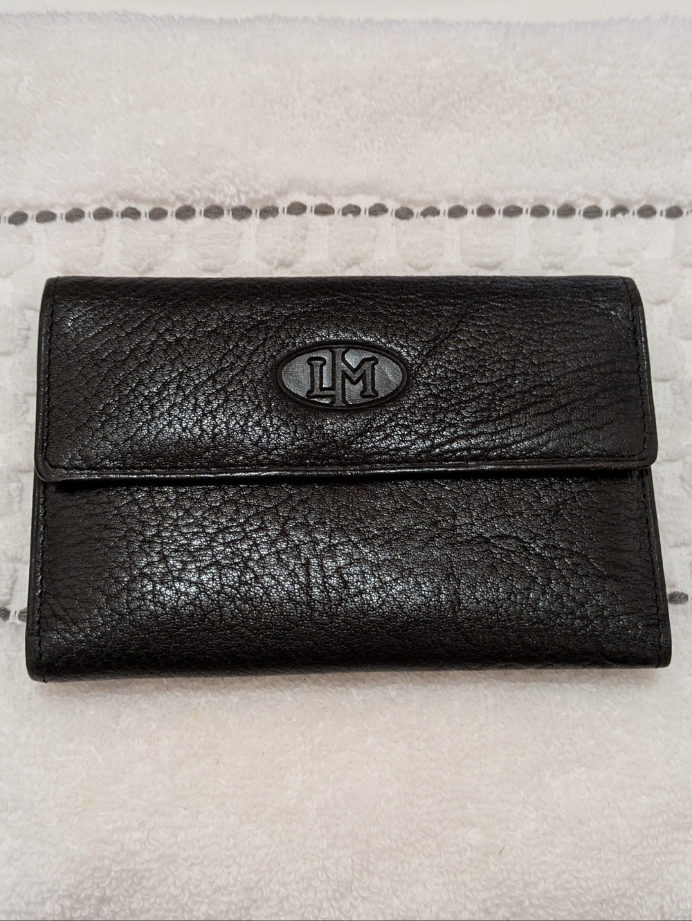 L.M. Black Leather Fold Wallet